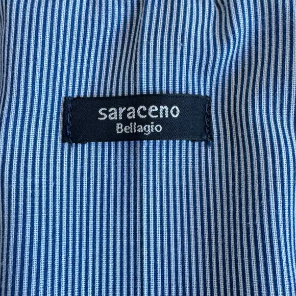 SARACENO BELLAGIO Blue Leather Belted Vest - Picture 8 of 11